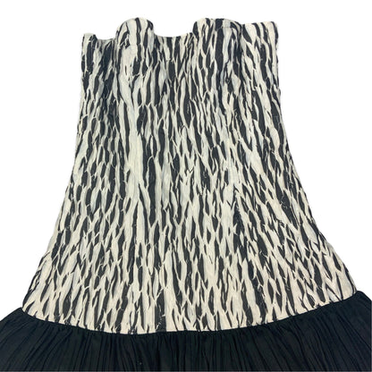 90s Black & White Drop Waist Pleated Mini Dress 6 8