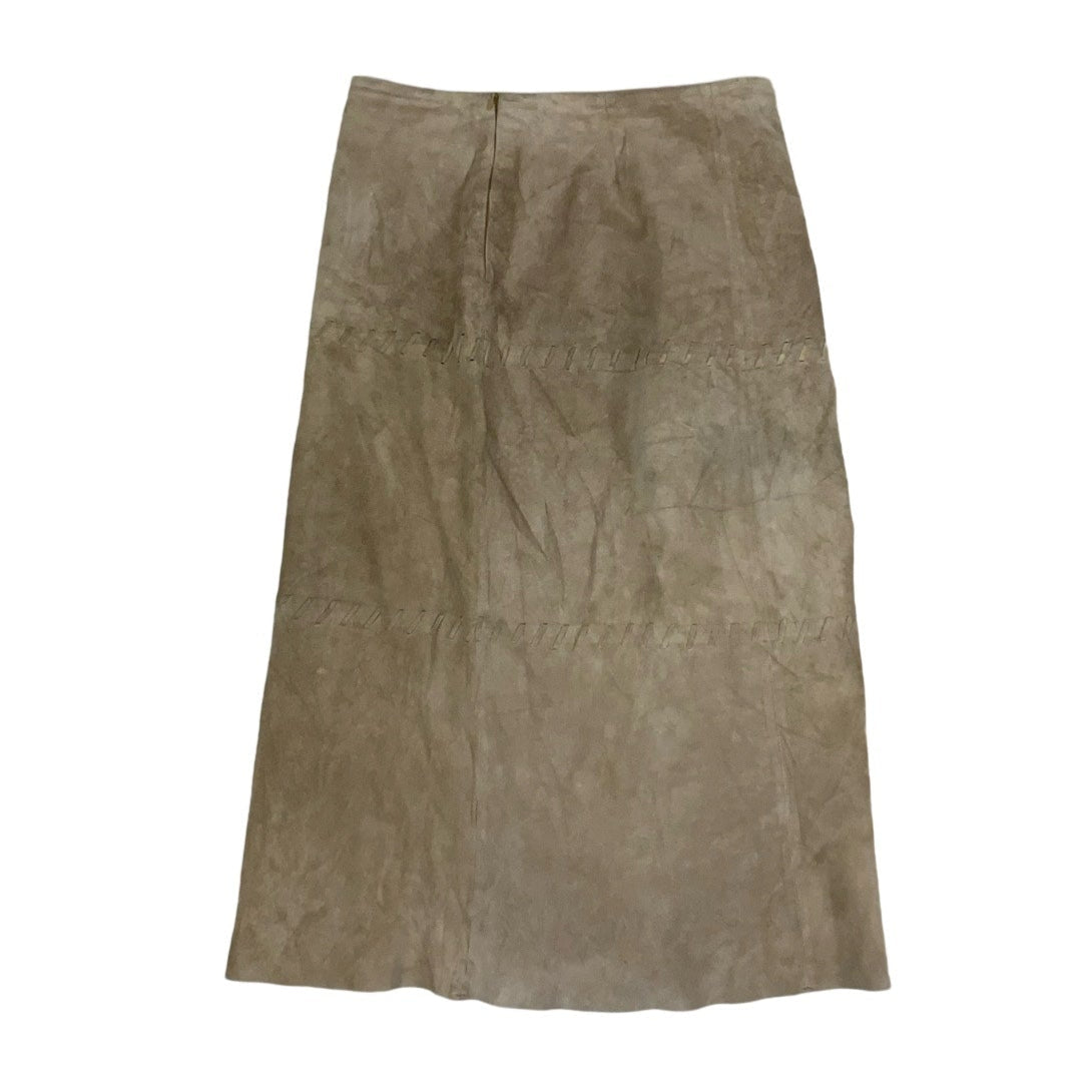 Vintage 70s 80s ‘Miss Etam’ Beige Embroidered Suede Midi Skirt 10 12