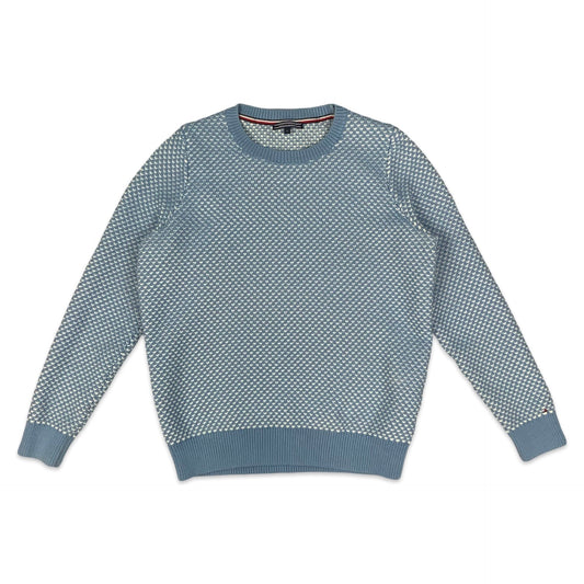 Preloved Blue & White Tommy Hilfiger Knit Jumper L XL