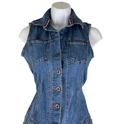 Vintage 90s Y2K Tommy Hilfiger Jeans Denim Mini Summer Dress XS 6