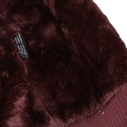 Vintage 80s 90s ‘H&M Hennes’ Burgundy Red Suede Leather Faux Fur Lined Bomber Biker Jacket 14 16