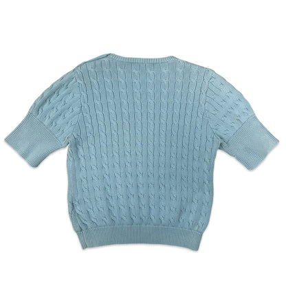 Ralph Lauren Blue Cable Knit Short Sleeve Jumper L