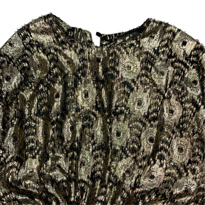80s Black & Gold 3/4 Sleeve Blouse 10 12