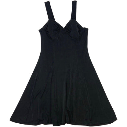 Vintage 90s Black Body-Con Skater Party Dress 6 XS