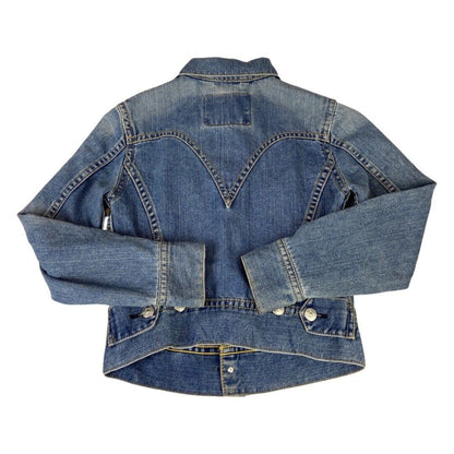 VTG LADIES LEVIS TYPE 1 WESTERN YOKED DENIM JACKET TRUCKER ROCKABILLY 34” XS