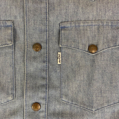 ORIGINAL VTG 1970s LADIES LEVIS BIG E WHITE TAB WESTERN DENIM SHIRT COWBOY 38”