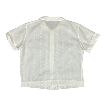 Vintage 90s 00s White Embroidered Button Up Shirt Blouse Boho Whimsy Top M 12/14