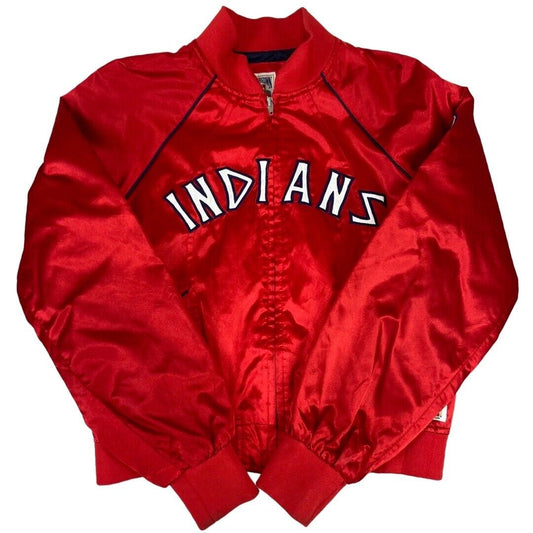 Vintage 2000s Red Cleveland Indians Satin Cooperstown Collection Bomber Jacket M