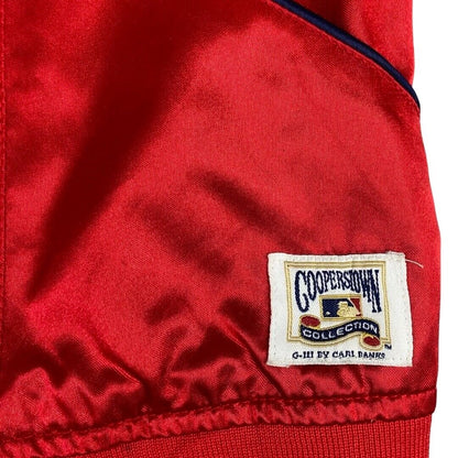 Vintage 2000s Red Cleveland Indians Satin Cooperstown Collection Bomber Jacket M