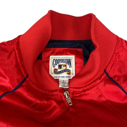 Vintage 2000s Red Cleveland Indians Satin Cooperstown Collection Bomber Jacket M