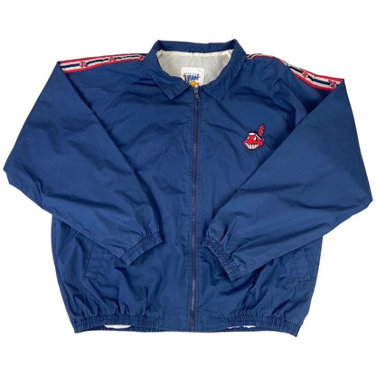 Vintage 90s Navy Cleveland Indians Chief Wahoo Official Fan Zip-Up Jacket XXL