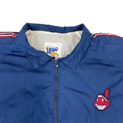 Vintage 90s Navy Cleveland Indians Chief Wahoo Official Fan Zip-Up Jacket XXL