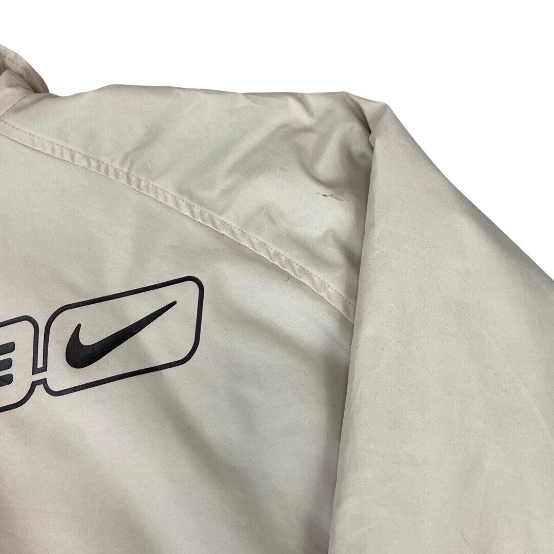 Vintage 00s Y2k Beige Nike Zip-Up Track Jacket Windbreaker Spell-Out XL