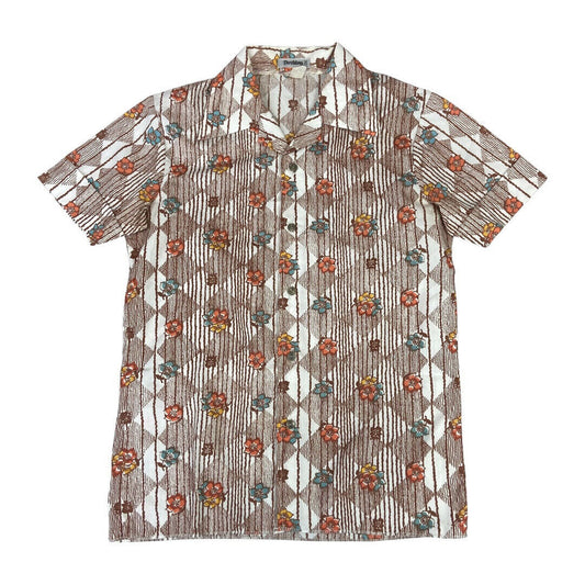 VTG 70s HAWAIIAN STYLE BUTTON DISCO SHIRT COTTON BIG COLLARS DISCO MOD 34” XS
