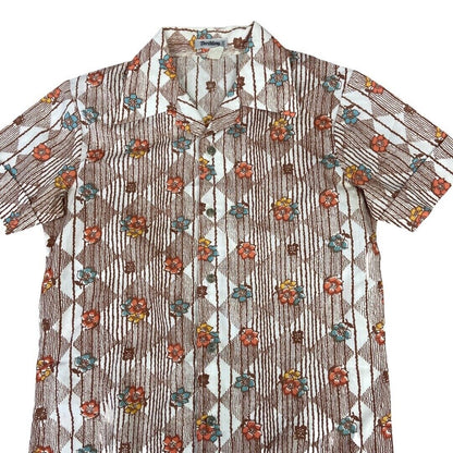 VTG 70s HAWAIIAN STYLE BUTTON DISCO SHIRT COTTON BIG COLLARS DISCO MOD 34” XS