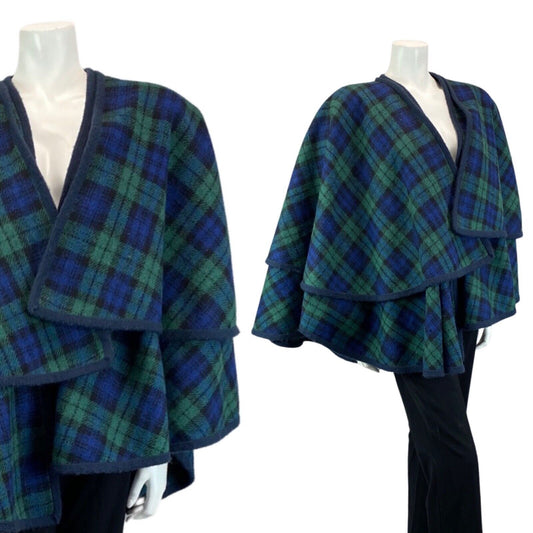 Vintage 90s Blue Green Harris Tweed Plaid Scottish Wool 12 M