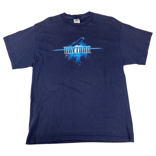 Y2k 2006 Navy Daytona 500 Nascar Double Sided Graphic T-Shirt Large
