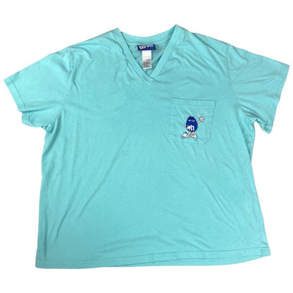 Vintage 2002 Teal Blue M&M's Embroidered Pocket Sleepwear T-Shirt XL