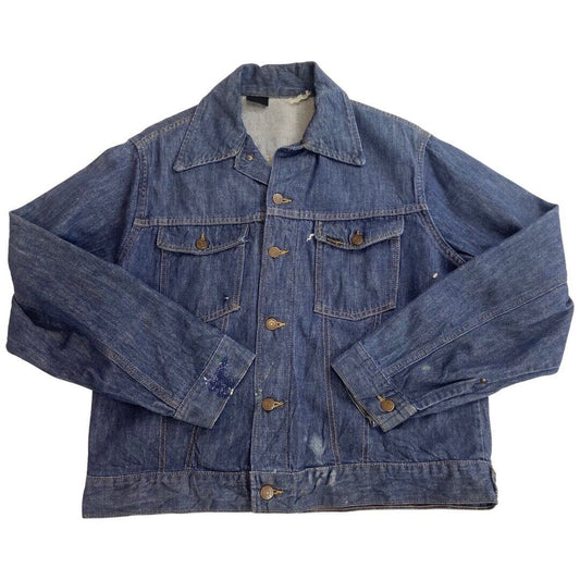 VTG 70s USA SEARS ROEBUCK SELVEDGE DENIM TRUCKER RODEO JACKET ROCKABILLY 41” M