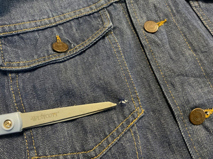 VTG 70s USA SEARS ROEBUCK SELVEDGE DENIM TRUCKER RODEO JACKET ROCKABILLY 41” M