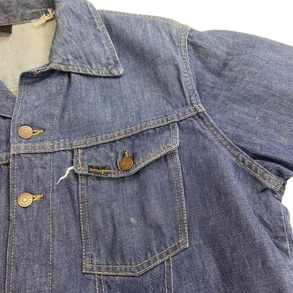 VTG 70s USA SEARS ROEBUCK SELVEDGE DENIM TRUCKER RODEO JACKET ROCKABILLY 41” M
