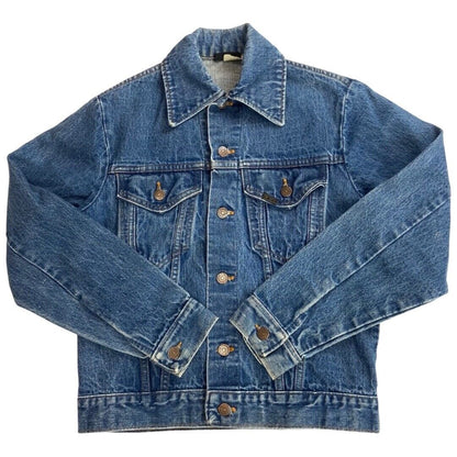 VTG 70s USA SEARS ROEBUCK DENIM TRUCKER RODEO JACKET MOD ROCKABILLY BIKER 36” S