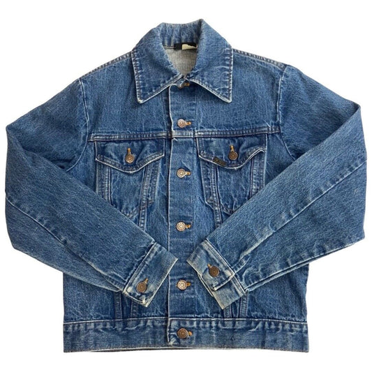 VTG 70s USA SEARS ROEBUCK DENIM TRUCKER RODEO JACKET MOD ROCKABILLY BIKER 36” S