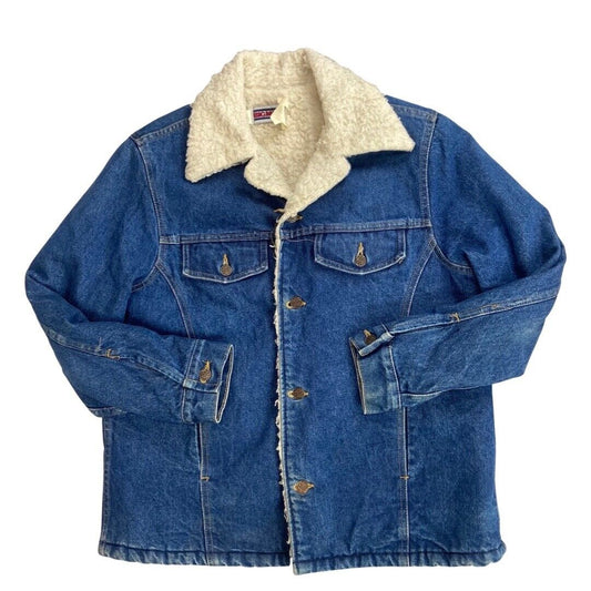 VTG 70s DENIM BIG MAC WESTERN SHERPA LINED BARN CHORE RODEO JACKET 40” M