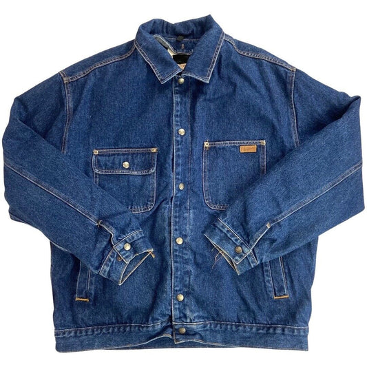 VTG DENIM USA MEXICAN WOOL BLANKET LINED CHORE RODEO JACKET ROCKABILLY 46” XL