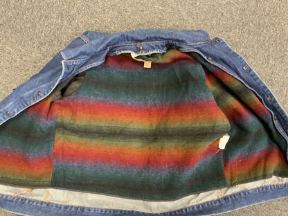 VTG DENIM USA MEXICAN WOOL BLANKET LINED CHORE RODEO JACKET ROCKABILLY 46” XL