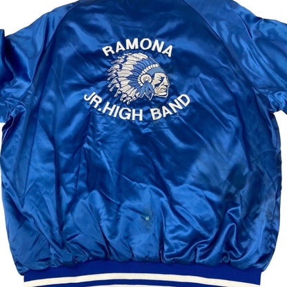 VTG 80s USA RAMONA JUNIOR HIGHSCHOOL BAND SATIN NYLON COACH VARITY JACKET L 44”