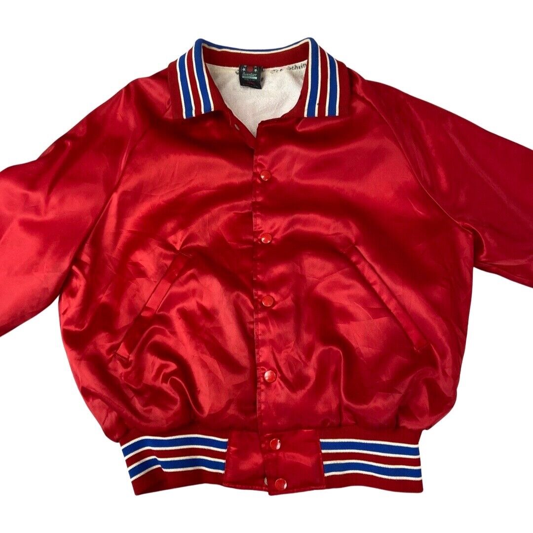 VTG 80s USA RON BOSCH TAE KWON DO SIOUX FALLS DAKOTA SATIN VARSITY JACKET S 38”