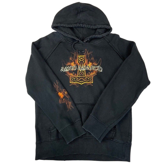 2000s Black Amon Amarth With Oden On My Side Triple Sided Print Hoodie Large