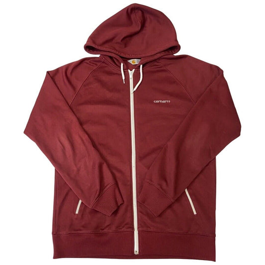 2000s Y2k Burgundy Carhartt Zip-Up Hooded Gym Jacket Large