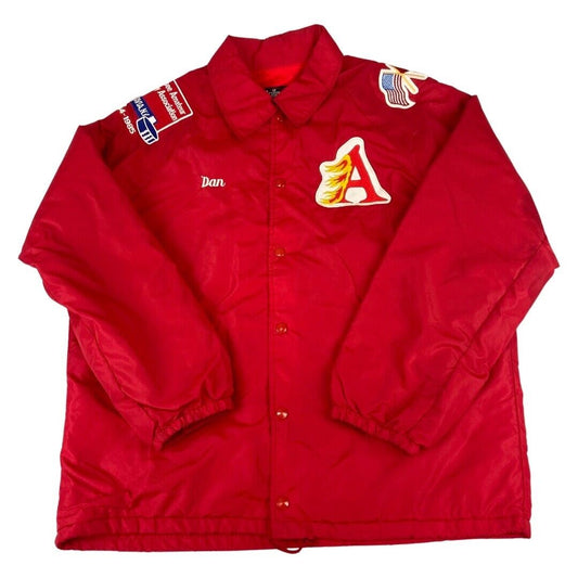 VTG USA 1985 AMATEUR ICE HOCKEY VARSITY NYLON LINED WINDBREAKER JACKET 42” L