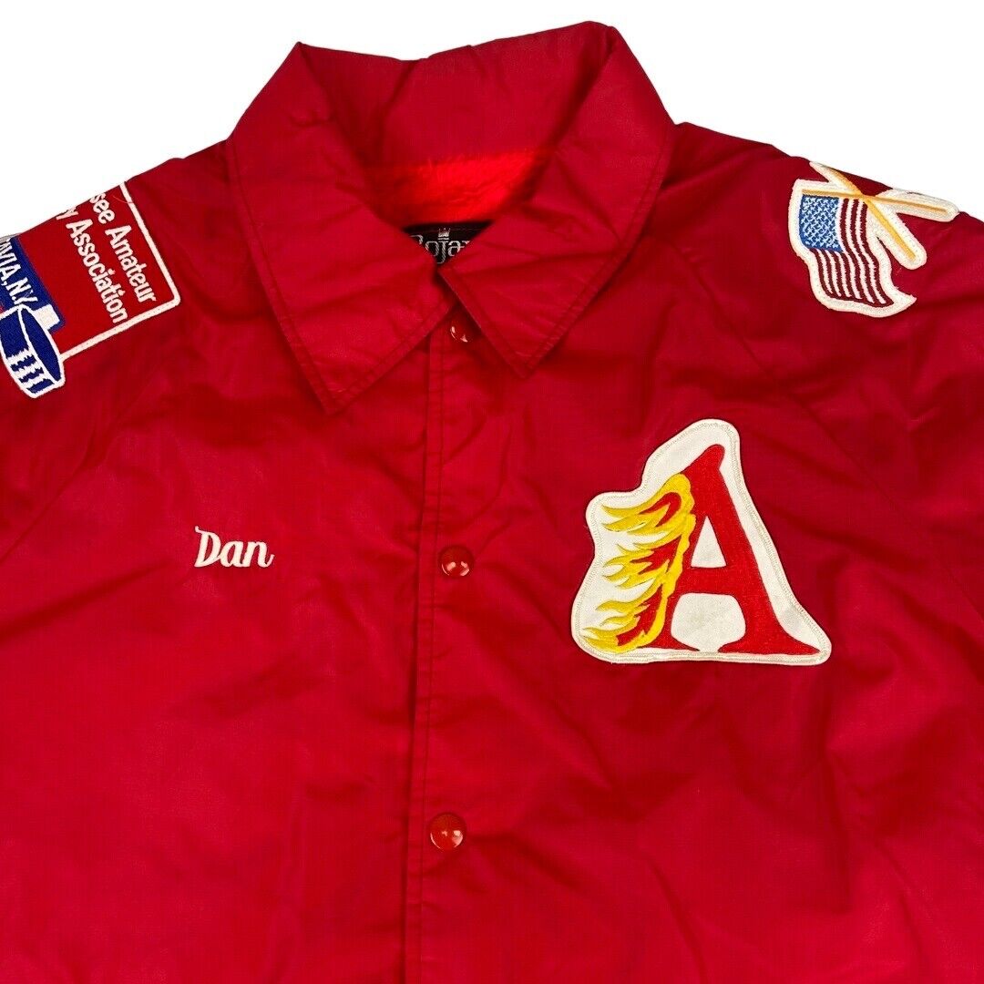 VTG USA 1985 AMATEUR ICE HOCKEY VARSITY NYLON LINED WINDBREAKER JACKET 42” L