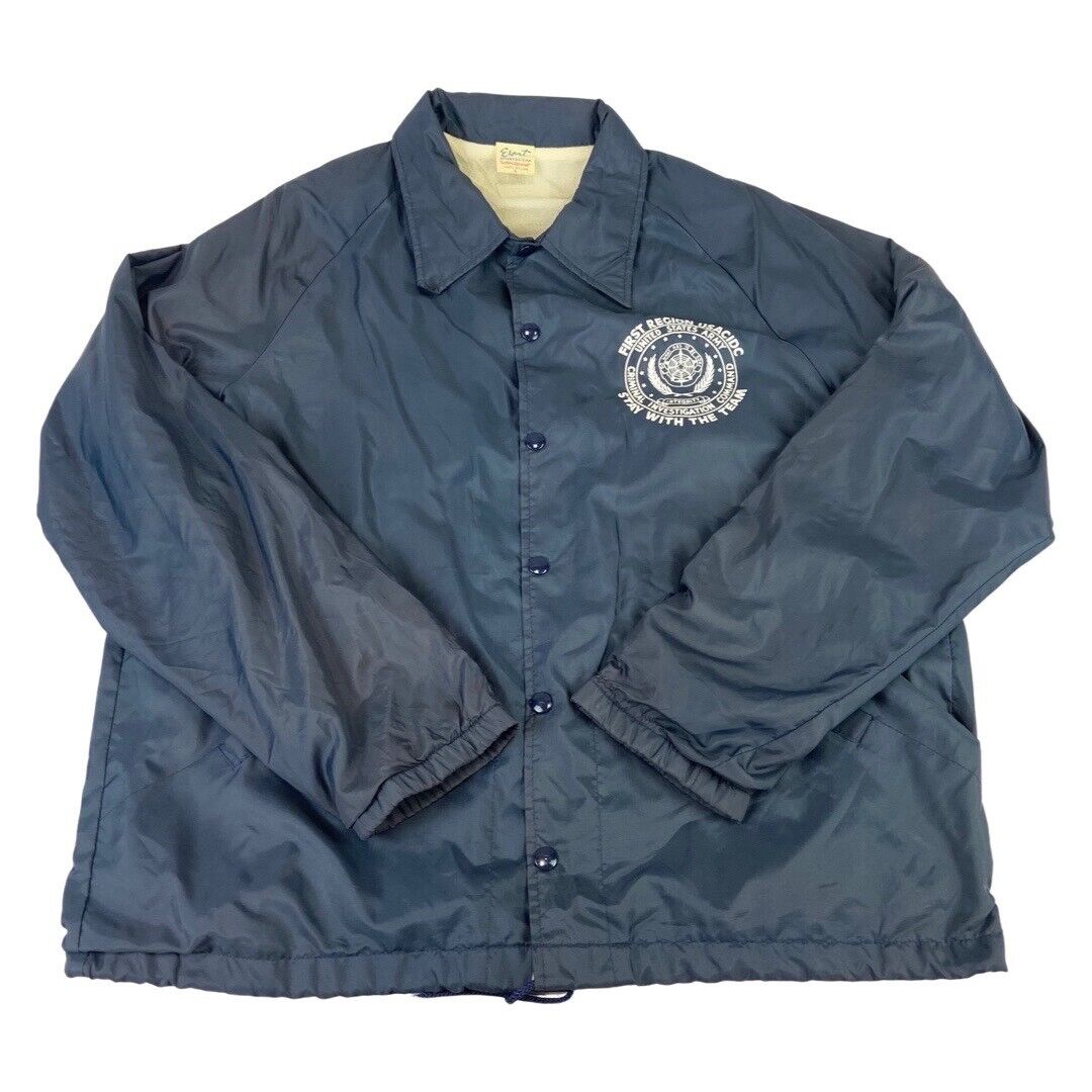 VTG USA UNITED STATES ARMY FIRST REGION USACIDC NYLON WINDBREAKER JACKET 44” L