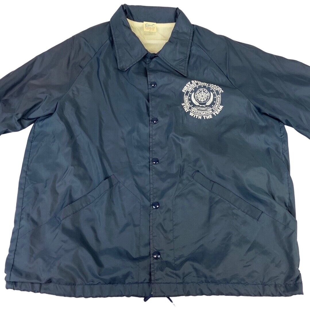 VTG USA UNITED STATES ARMY FIRST REGION USACIDC NYLON WINDBREAKER JACKET 44” L