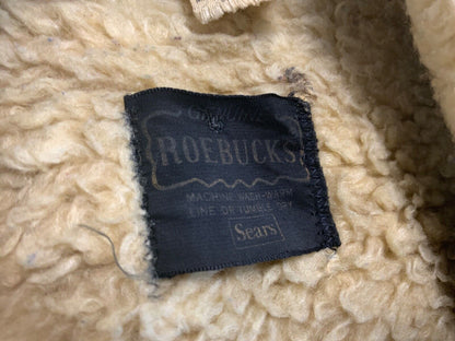 VTG 70S USA SEARS INDIGO ROEBUCKS SHERPA LINED DENIM WESTERN BARN JACKET 38” S