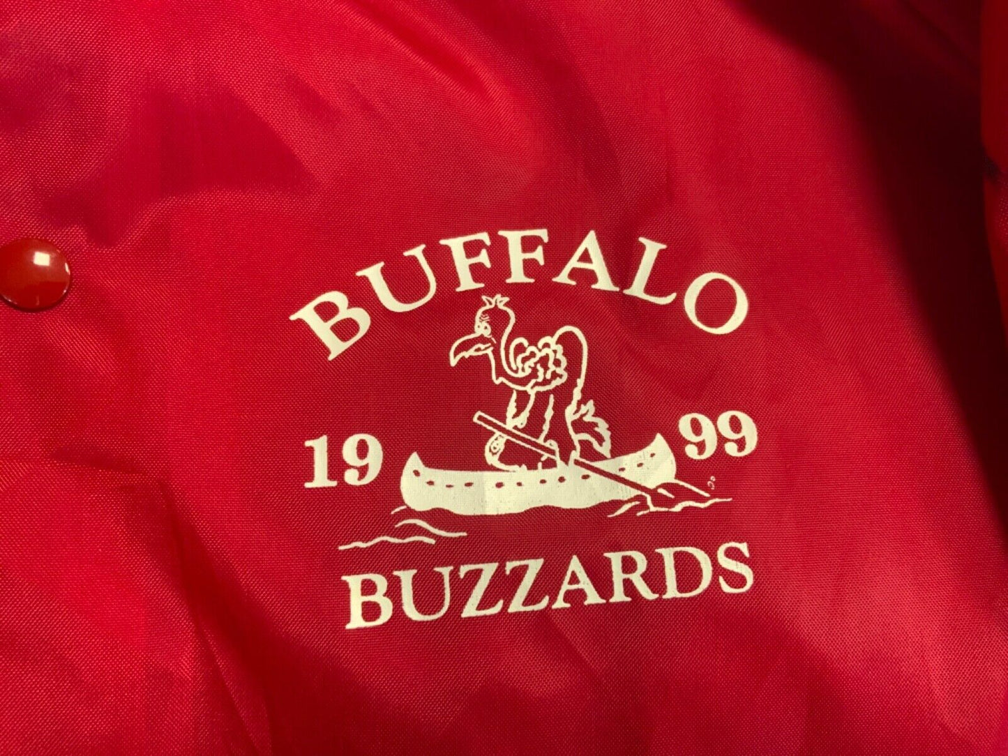 VTG USA BUFFALO BUZZARDS 99 CANOE VARSITY NYLON WINDBREAKER COACH JACKET 48” 2XL
