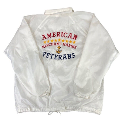 VTG USA AMERICAN MERCHANT MARINE VETERANS NYLON WINDBREAKER LINED JACKET 44” L
