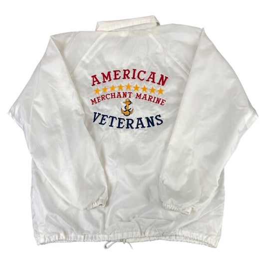 VTG USA AMERICAN MERCHANT MARINE VETERANS NYLON WINDBREAKER LINED JACKET 44” L