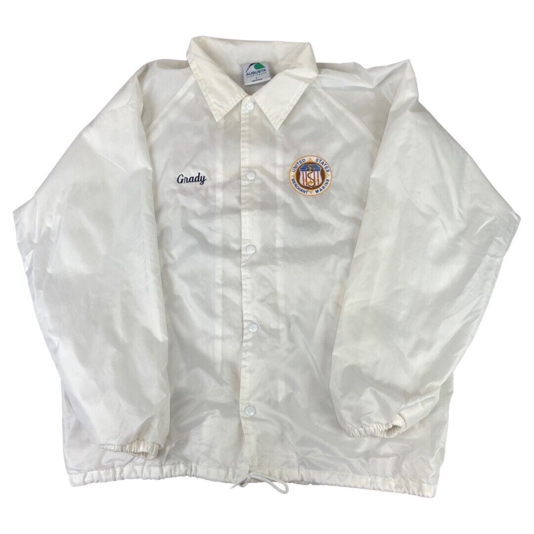 VTG USA AMERICAN MERCHANT MARINE VETERANS NYLON WINDBREAKER LINED JACKET 44” L
