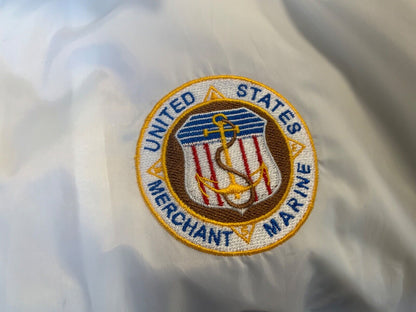 VTG USA AMERICAN MERCHANT MARINE VETERANS NYLON WINDBREAKER LINED JACKET 44” L