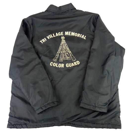 VTG USA TRI VILLAGE NY MEMORIAL COLOR GUARD SHERPA LINED NYLON JACKET 48” 2XL