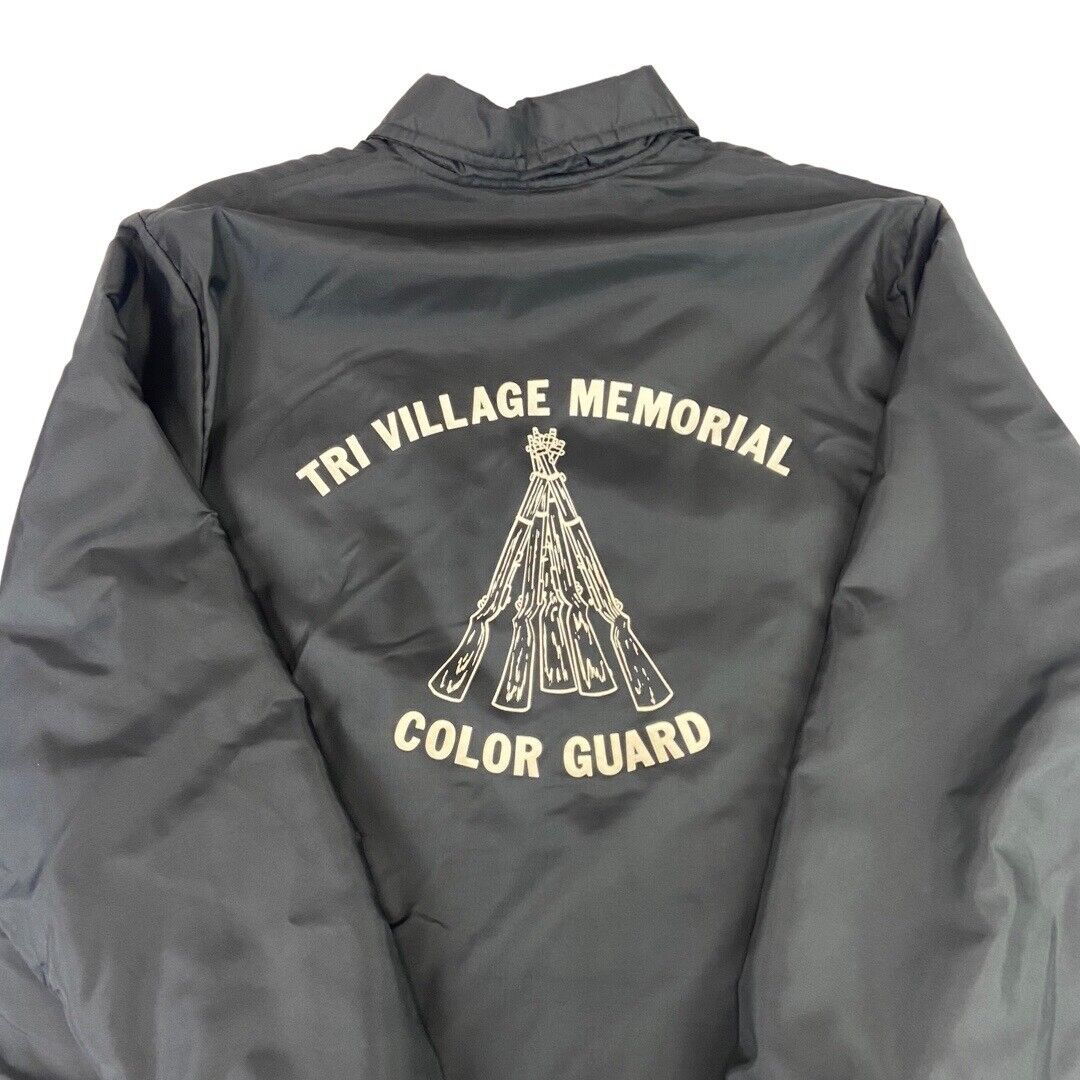 VTG USA TRI VILLAGE NY MEMORIAL COLOR GUARD SHERPA LINED NYLON JACKET 48” 2XL