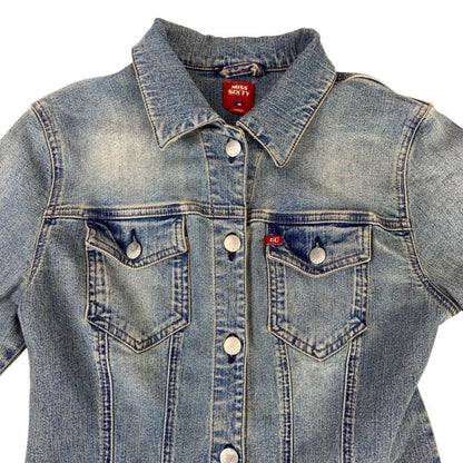 Vintage 90s Y2K Light Blue Miss Sixty Button Down Denim Shirt Jacket 8 10 S
