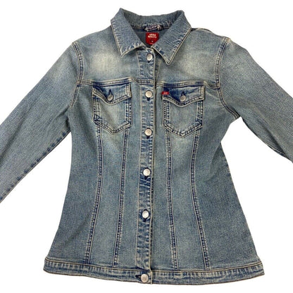 Vintage 90s Y2K Light Blue Miss Sixty Button Down Denim Shirt Jacket 8 10 S