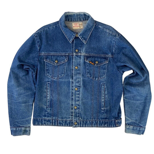 VTG 70s USA SADDLE KING WESTERN BY KEY IMPERIAL DENIM TRUCKER RODEO JACKET 42” L
