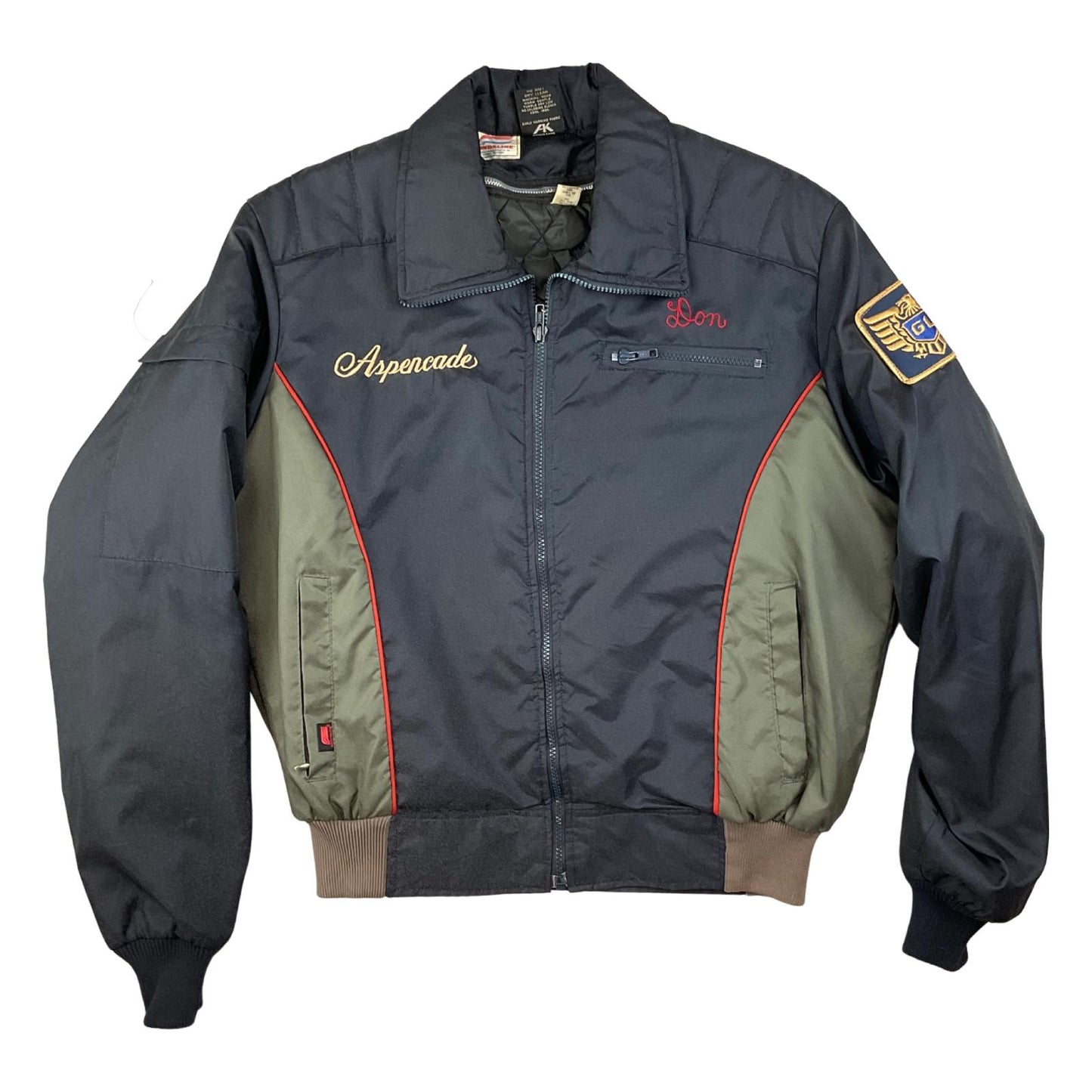 VTG USA HONDA MOTORCYCLE HONDALINE BOMBER JACKET EARLY WARNING FABRIC BIKE L 42"